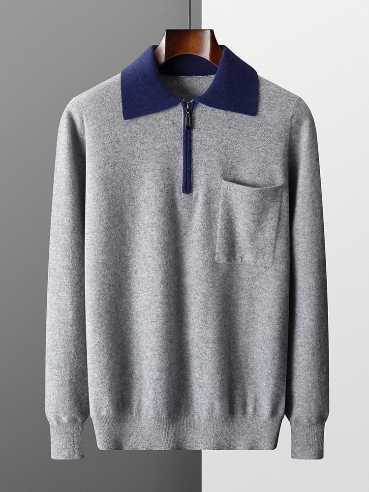 Cashmere Knit Sweater Lapel Collar