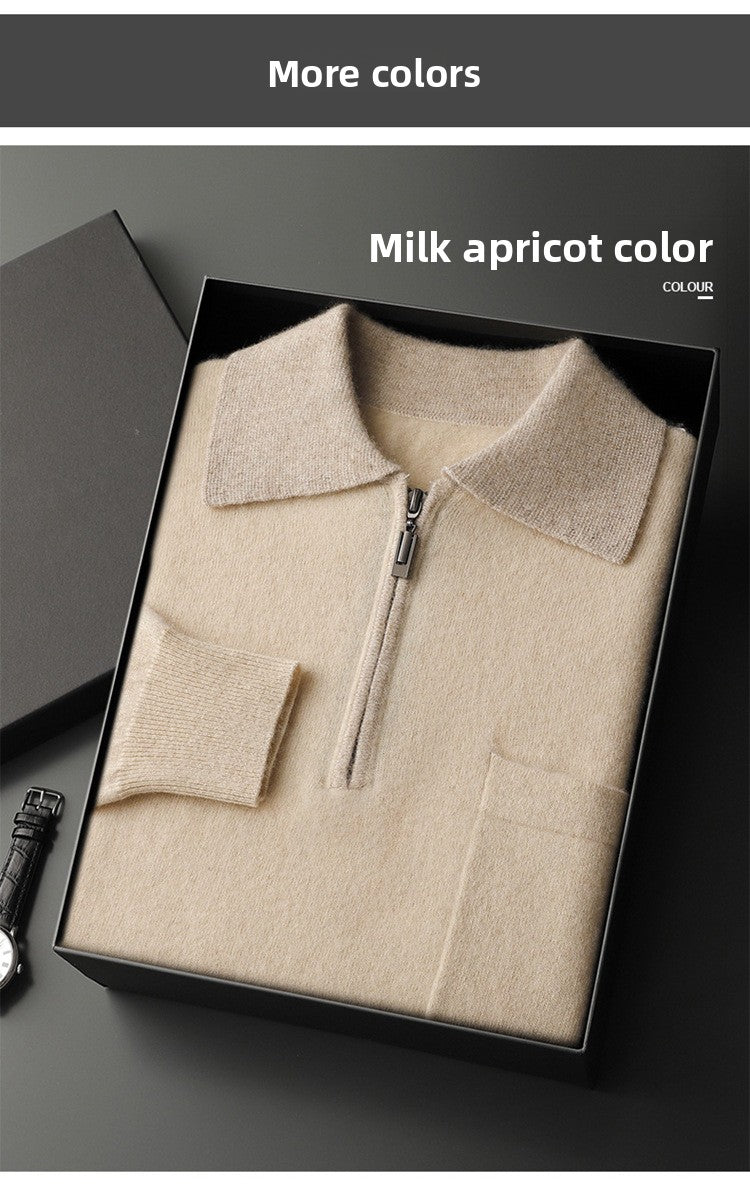Cashmere Knit Sweater Lapel Collar