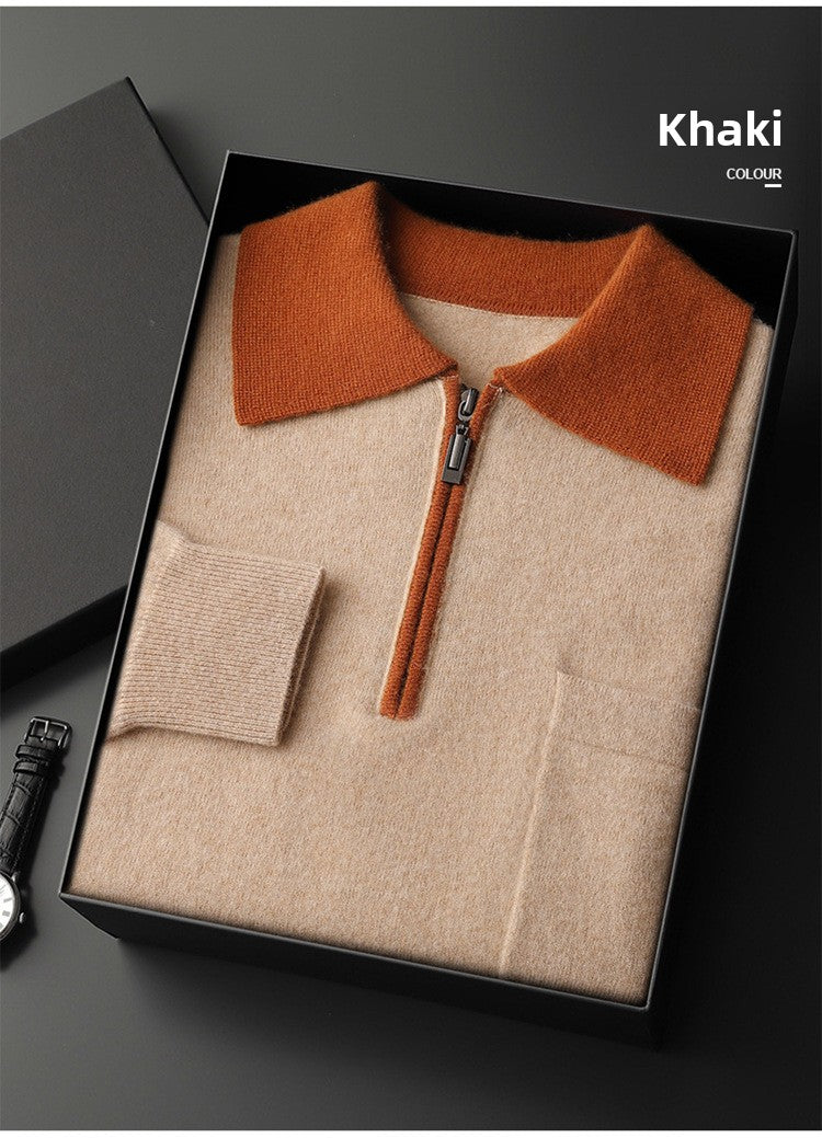 Cashmere Knit Sweater Lapel Collar