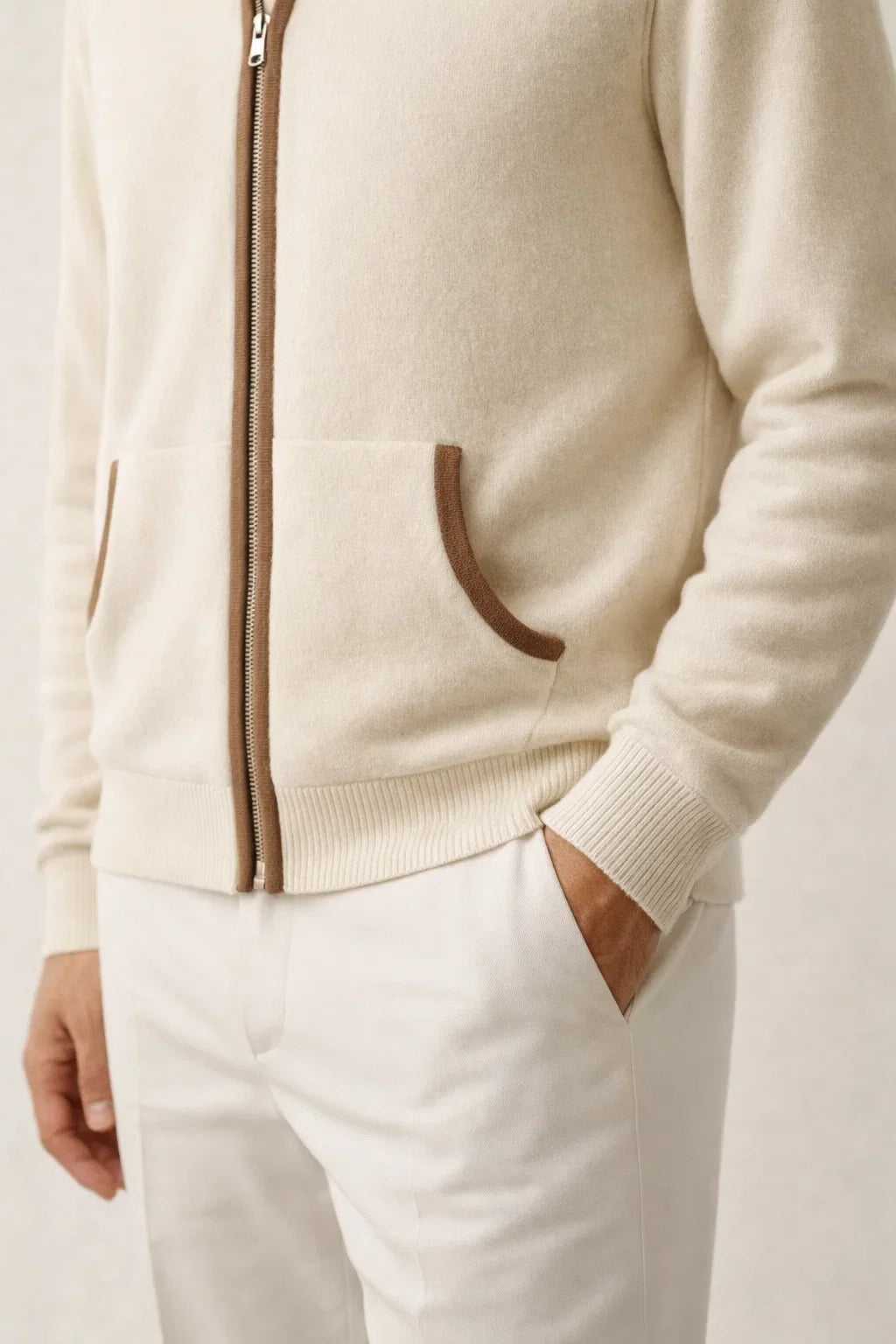 Santoni Extrafine Hoodie Cream