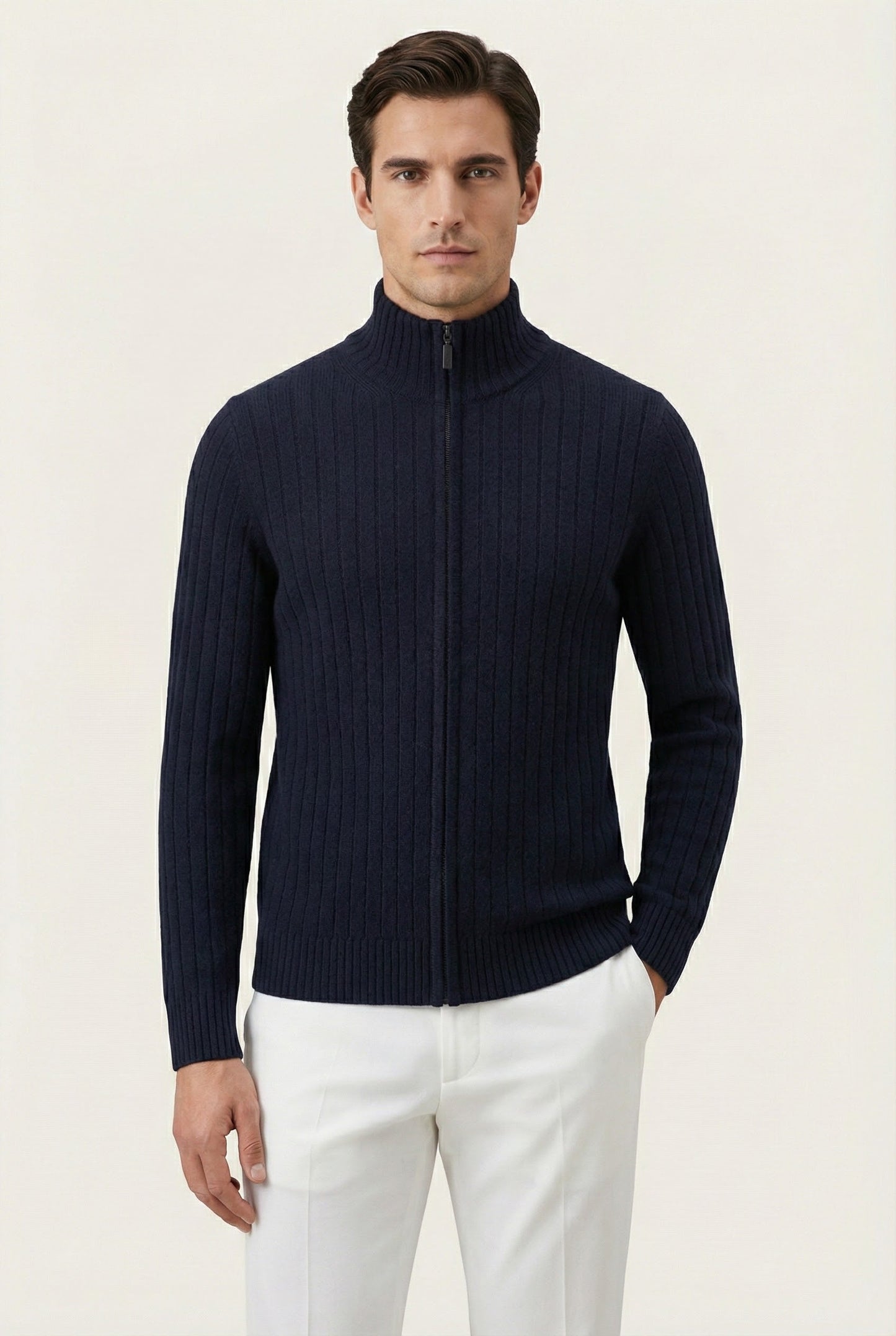 Gilet côtelé bleu marine Léon