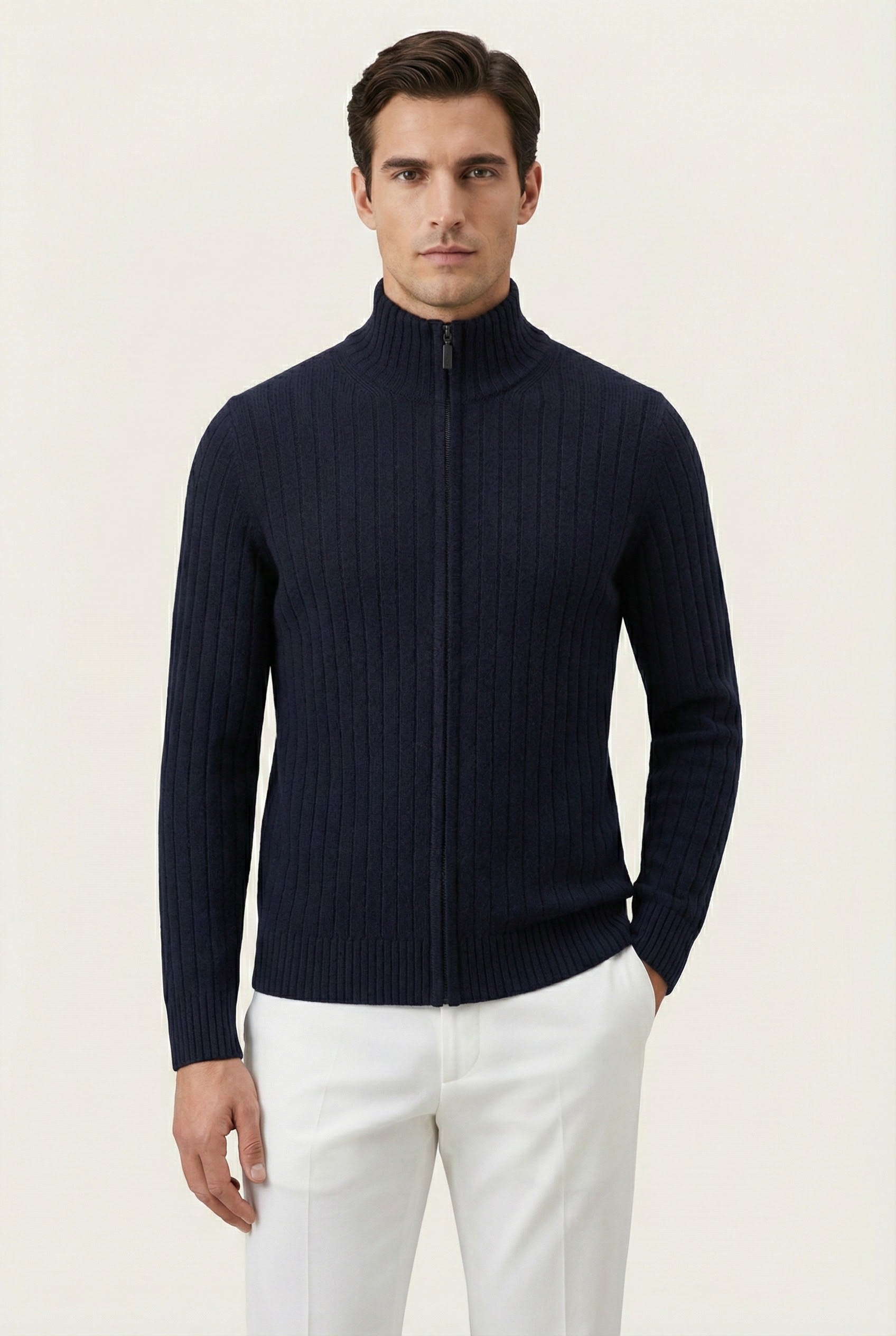 Gilet côtelé bleu marine Léon