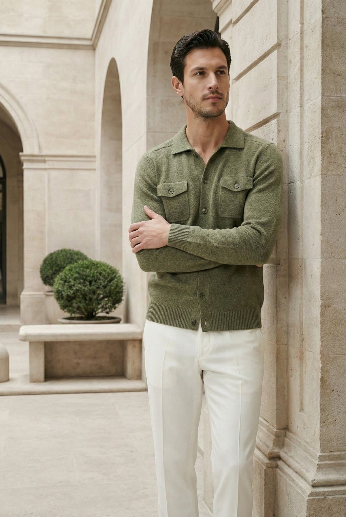 Gilet en maille vert Santiago