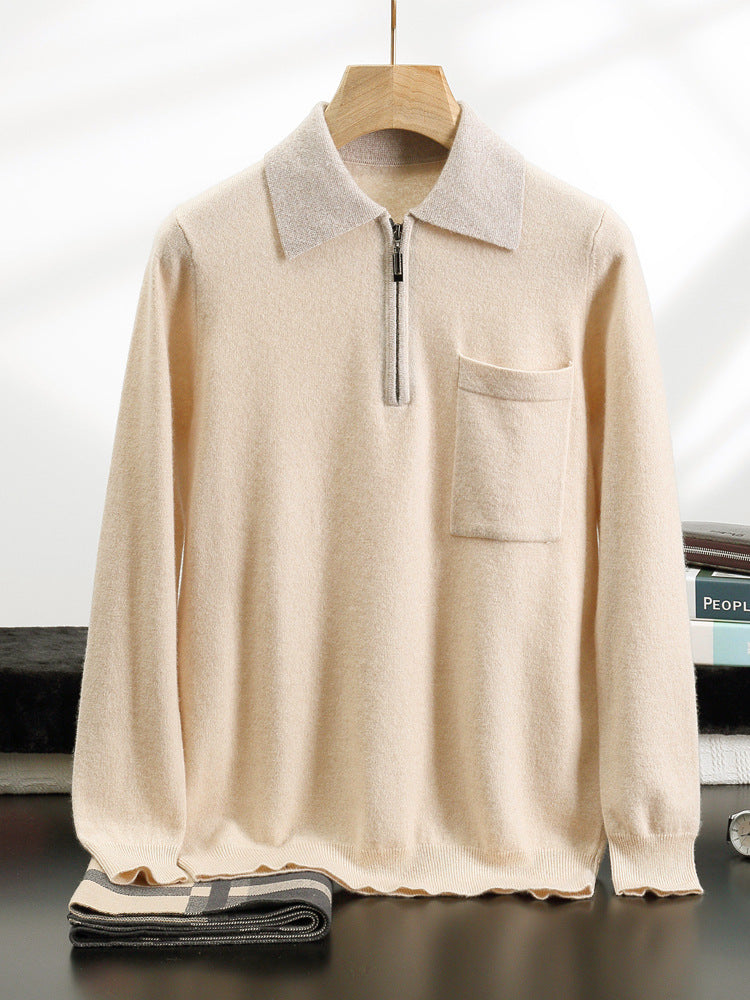 Cashmere Knit Sweater Lapel Collar