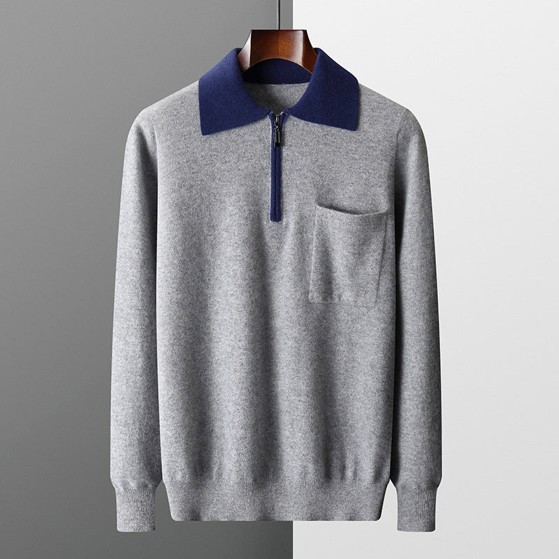 Cashmere Knit Sweater Lapel Collar