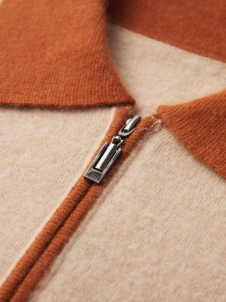 Cashmere Knit Sweater Lapel Collar
