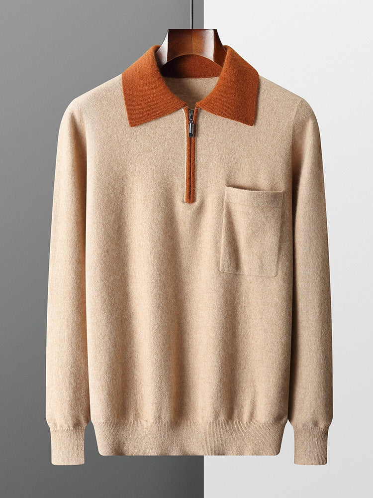Cashmere Knit Sweater Lapel Collar