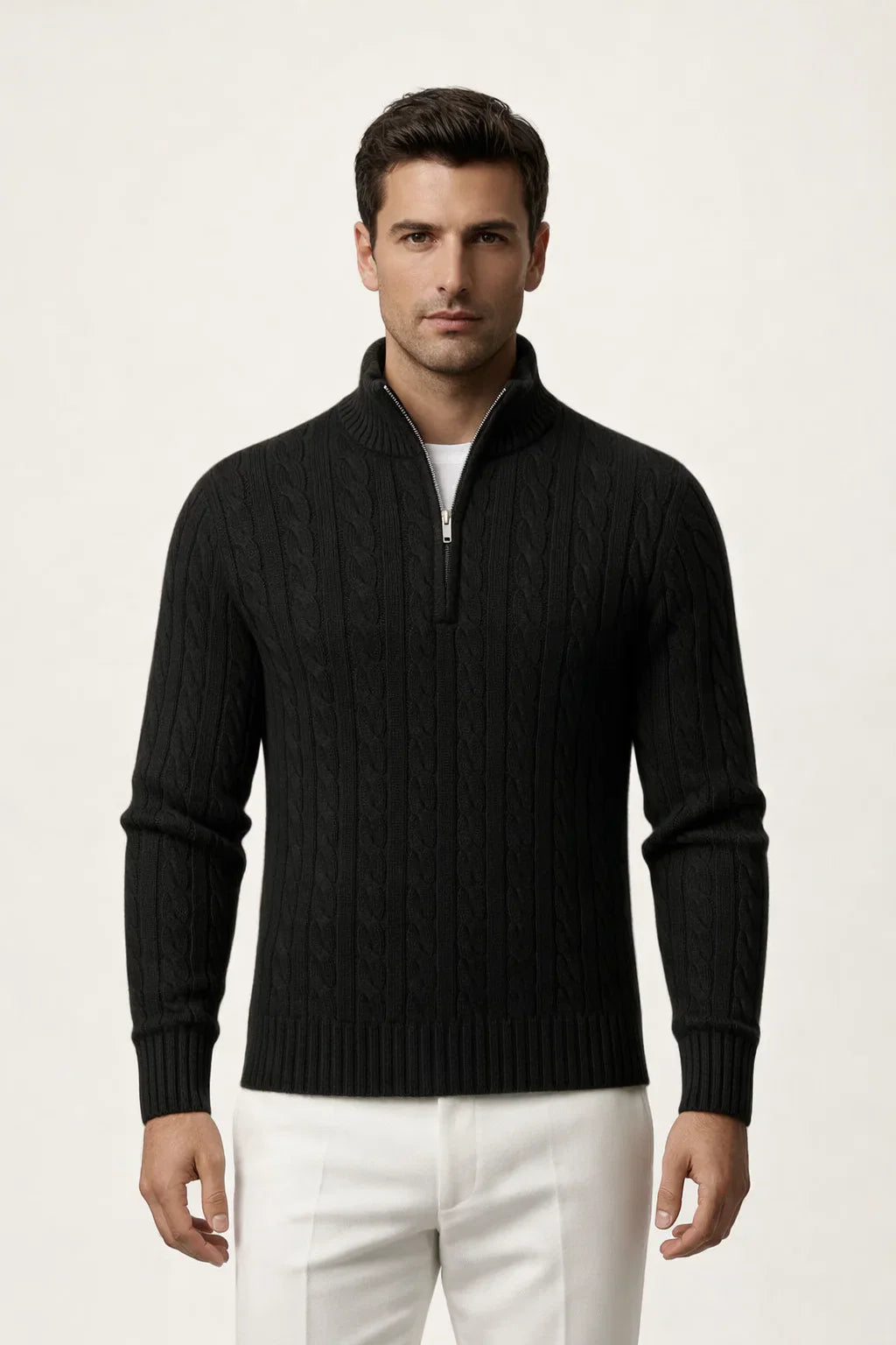 Pull zippé noir Sero